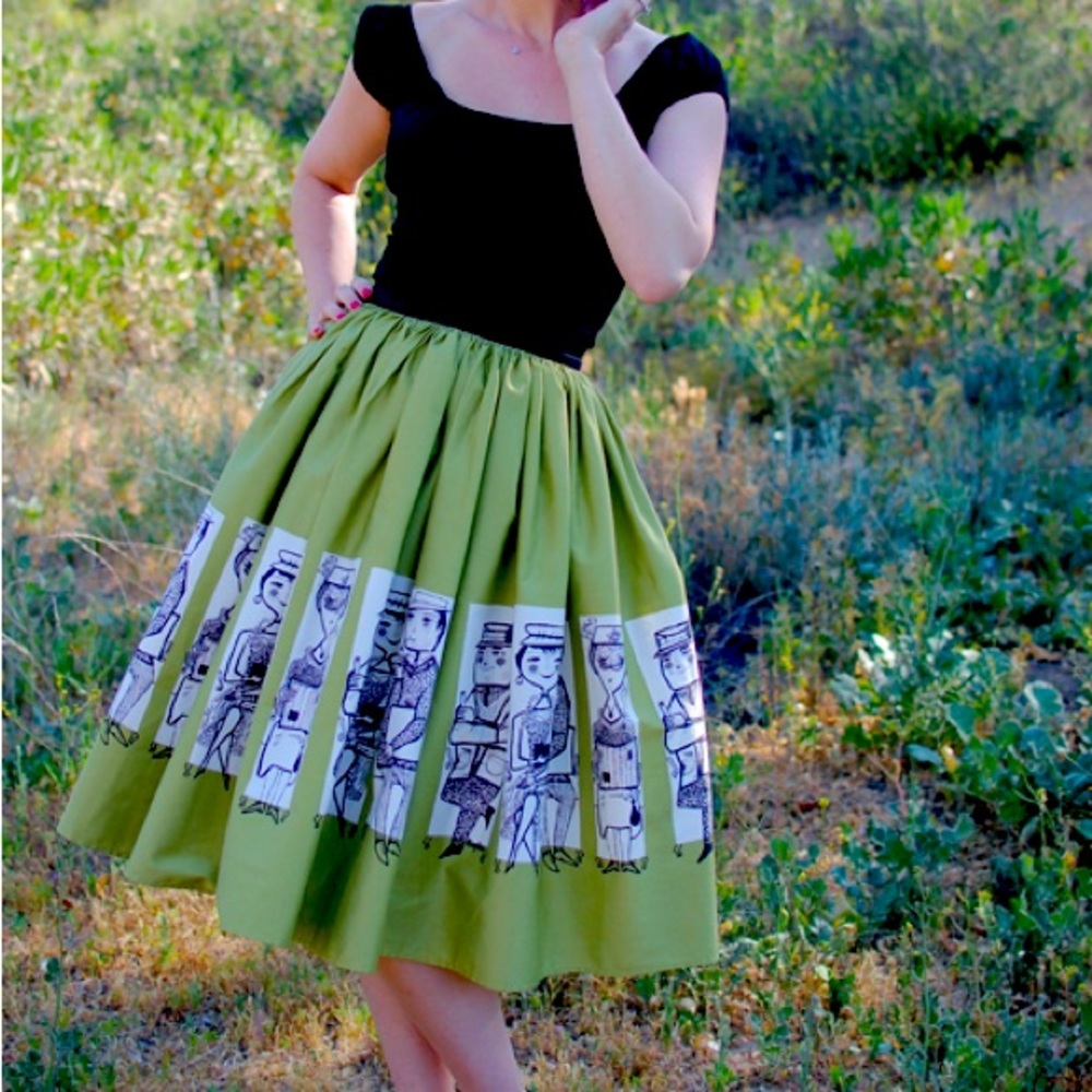 Pinup Couture / PUG Mary Blair Commuter midi skirt